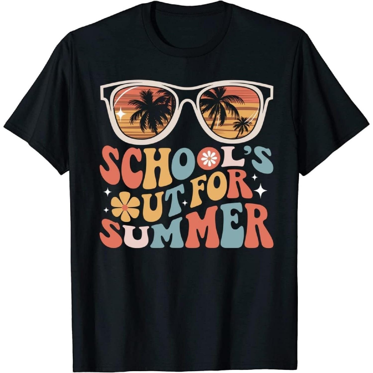 Last Day of School Retro Teacher Schools Out for Summer 4 T-Shirt for Men Women and Kids S
