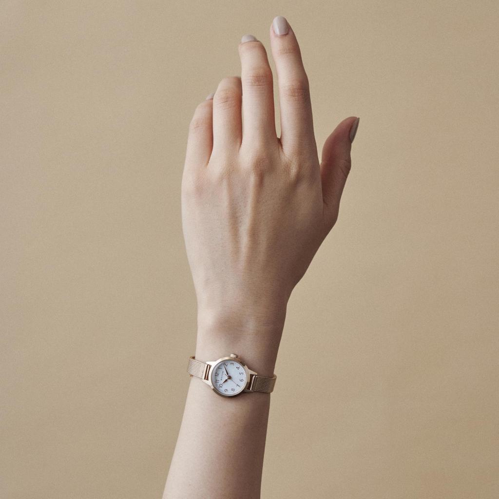 MATOW Tsuki Seigetsu Round Watch in Rose Gold and White Mesh Authorized Retailer [MATOW] Women's (mw005006) -