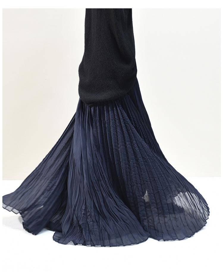 2025 Eleganter Chiffon-Midikleid mit 6 Meter breitem Saum für Damen, A-Linie, für Frühling/Sommer