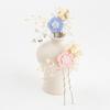 Women's Blue Pink Flower U-Shaped Hairpin