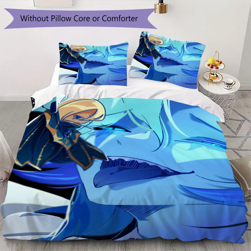 Cookie Run Kingdom Pattern Bedding uilt Set uilt Cover Pillowcase Home Decoration Birthday Gift (1 * duvet cover + 2 * pillowcase without core)16