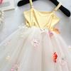 Summer Girls Spaghetti Strap Dress With 3D Flowers Kids Princess Fairy Sundress For Party And Daily Wear