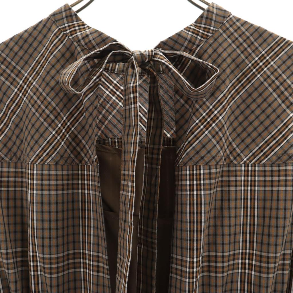 SNIDEL Check Pattern No Sleeve Waist Shirring One Piece F Brown Women Used