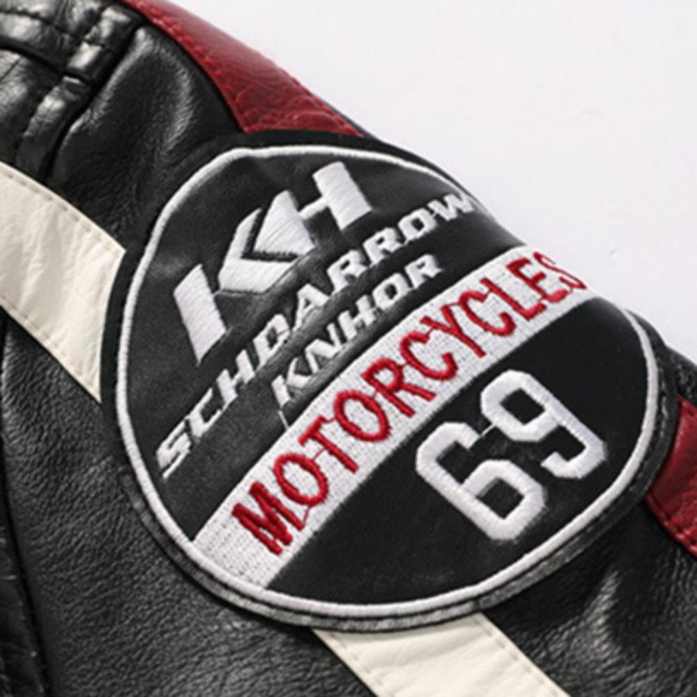 Autumn Winter Fleece Men's Motorcycle Leather Jacket Embroidery Racing Coat Windbreaker Outwear Faux Leather Biker Jacket