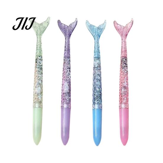 Creative Stationery for Girls 4PCS Mermaid Fish Tail Gel Pens Set, Gradient Transparent Barrel And Glossy Cute Office Desktop Decor Fin Decor, Smooth