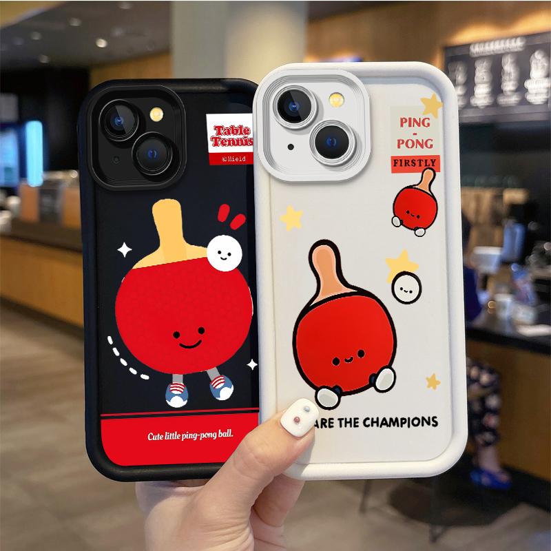 New Cute Table Tennis Cartoon Phone Case for iPhone 16 15 14 13 12 11 Pro Max 16 15 14 8 7 Plus X XS Max 8 7 TPU Silicone Covers
