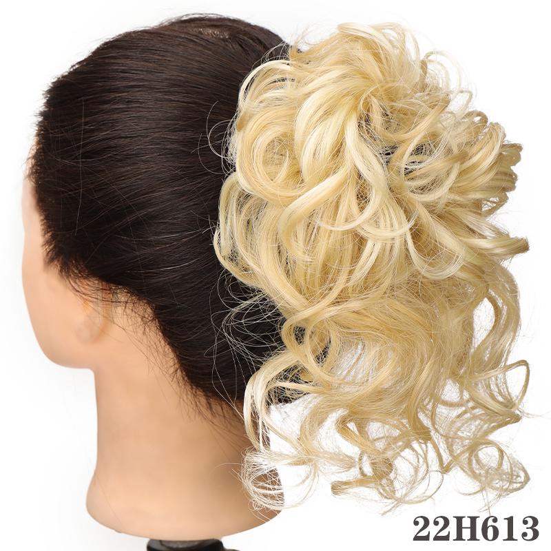 Synthetic Hair Chignons Messy Scrunchies Elastic Band Hair Bun Straight Updo Hairpiece Hair Extension for Women