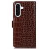 For Samsung Galaxy A17 Case Crocodile Texture Genuine Cow Leather Phone Wallet Cover