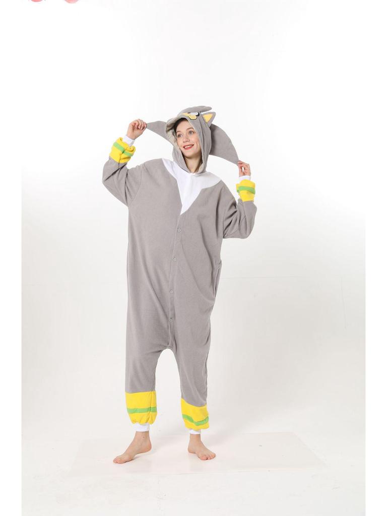 Sonic Animals Coral Fleece Cartoon Onesie Pajamas - Long Sleeve, for Couples, Autumn/Winter Home Wear.