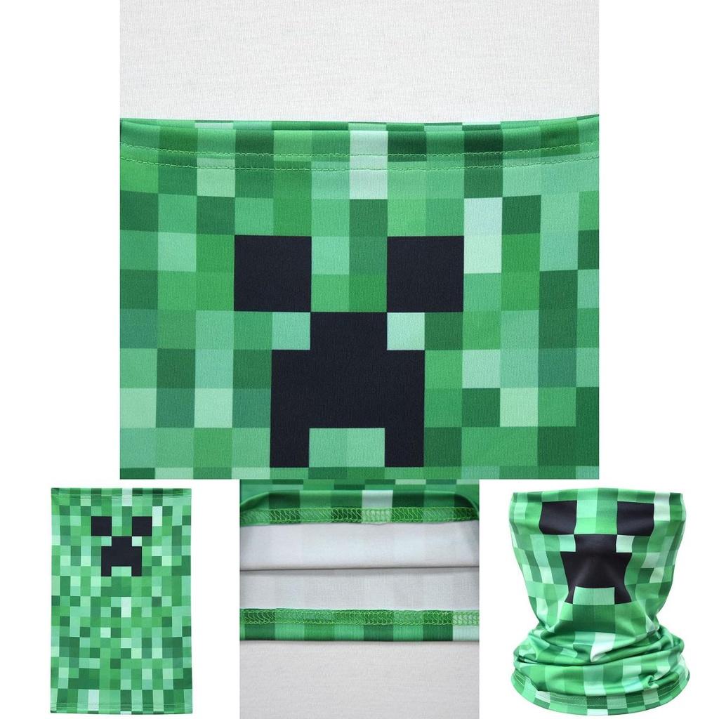 Elegante Mascherina Facciale e Scaldacollo a Sciarpa con Faccia di Creeper di Minecraft per Massimo Comfort e Protezione