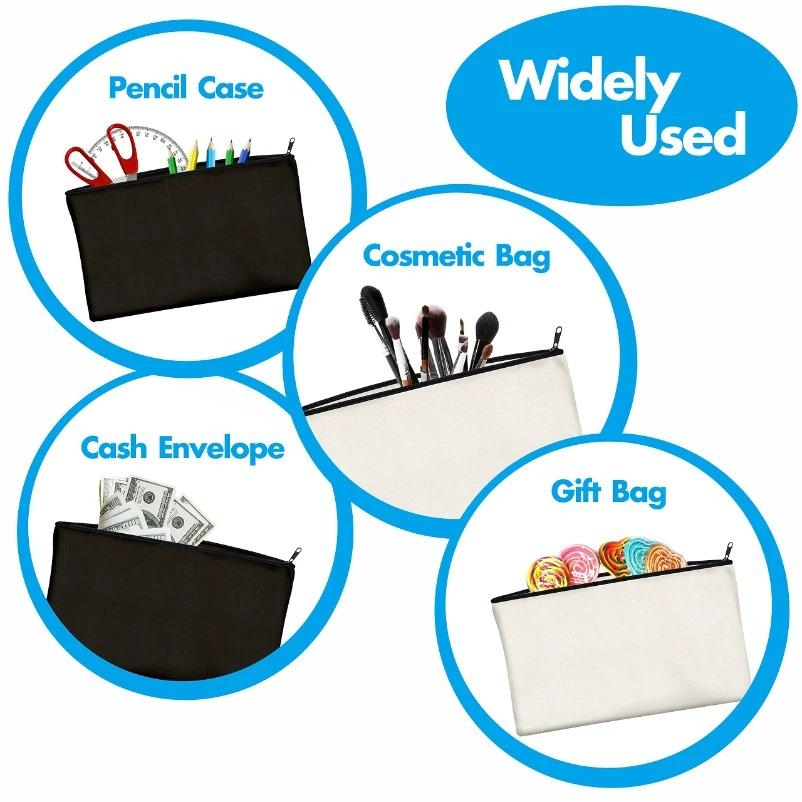 10Pcs Blank DIY Craft Bag Canvas Pencil Case Makeup Bags- Pencil Pouch Cosmetic Bag Multi-Purpose Travel Toiletry Bag Zipper Bag