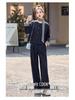 Spring 2025 Women's Fashion: Patchwork Jacket & Trousers Two-Piece Set with Tie