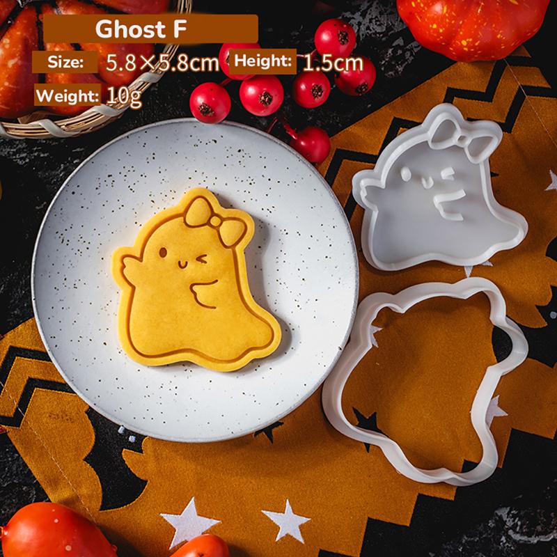 Halloween Themed Cookie Cutter 3D Plastic Adorable Ghost Biscuit Mold Fondant Stamp DIY Cake Decoration Baking Mould