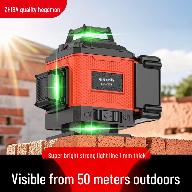 German 12-Line Green Laser Level: High Precision, High Brightness, Outdoor Auto-Leveling