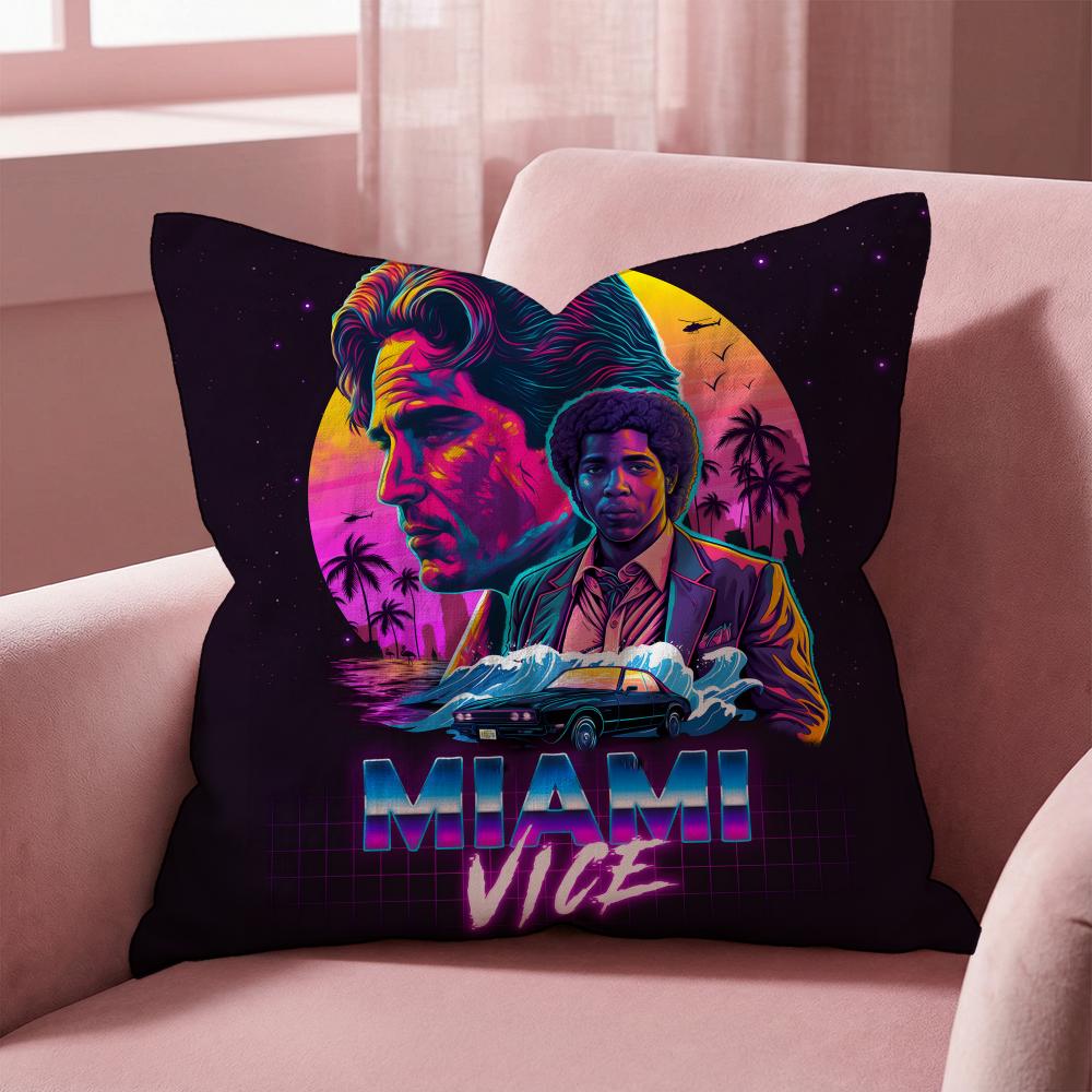 M-Miami Vice Movie Cushion Cover Multi-Scene Pillow Cover for Home & Car - Reversible, Soft & Durable for Daily Use