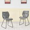 Dining Chairs Set of 2, Faux Leather Chairs with Metal Frame, Padded Kitchen Chairs for Dining Room, Living Room, Office, Grey