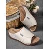 Women's Fashion Solid Slippers - Comfortable Arch Support,Breathable Outdoor Slippers Stylish,Open Toe Strap Back Heel Mid-heeled Stirrup Sandal