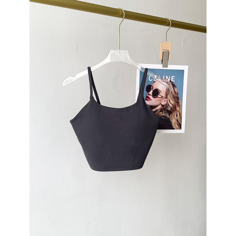 Lu Same Sports Vest Female Outwear Semi-Fixed One-Piece Cup Bubble Wrap Push up Sports Bra Workout Yoga Vest