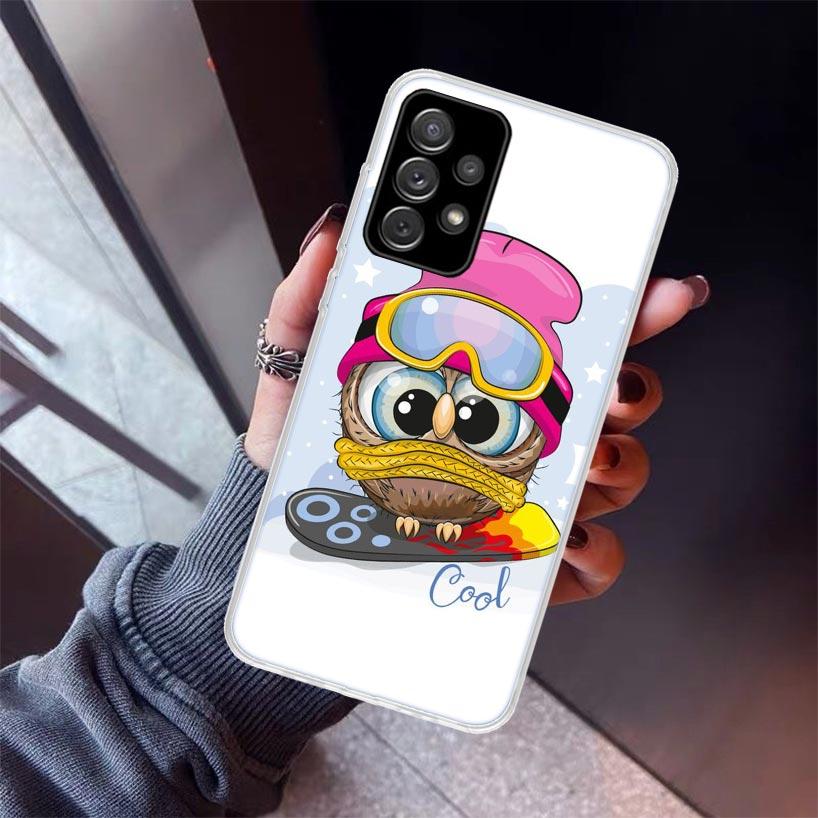 Baby Cute Owl Lover Cartoon Candy Winter Phone Case For Samsung Galaxy A17 A16 A26 A36 A56 A15 A25 A35 A55 A14 A13 A54 A53 A34 A