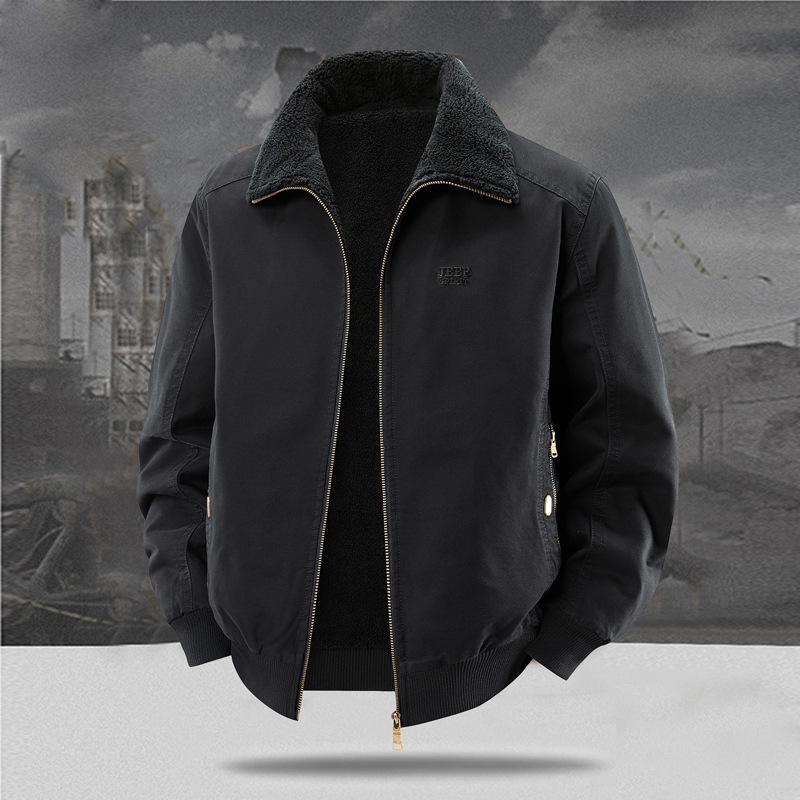 Men's Plus Velvet Double-Sided Lambswool Jacket - Large Size, Winter Warmth Coat