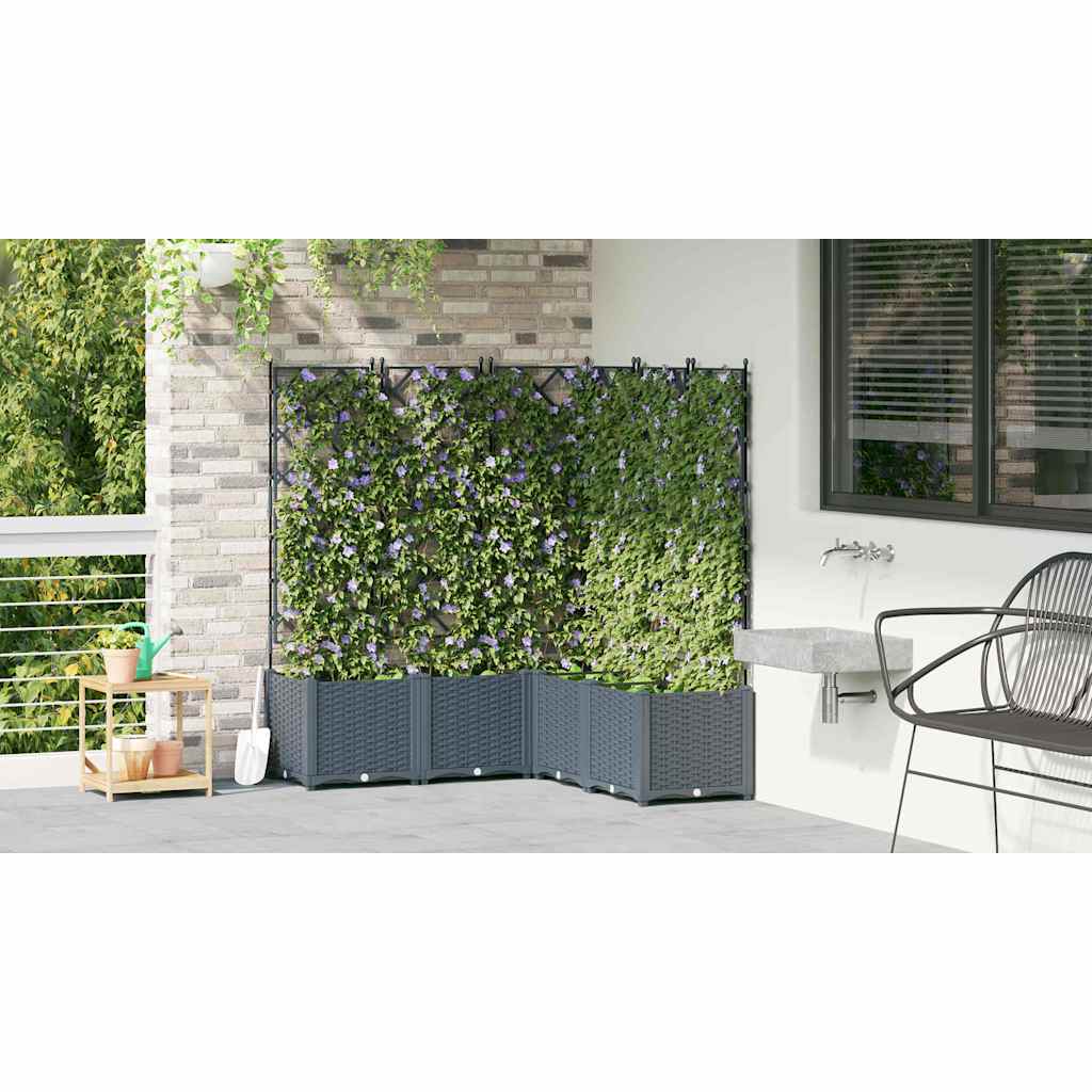 Garden Planter 5 Pcs Light Grey 120 X 120 X 143 Cm Plastic