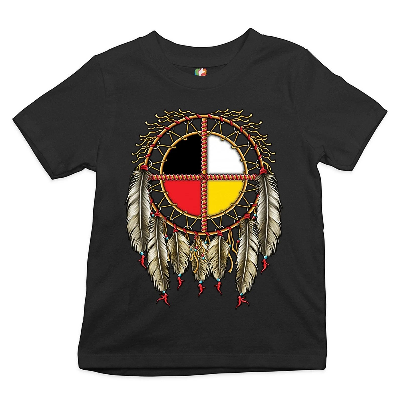 The Medicine Wheel Dreamcatcher Youth kids boys T-Shirt Native American Symbol Kids 100