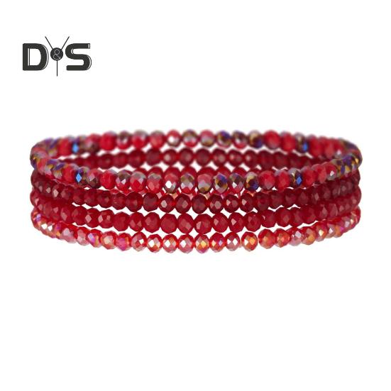 4Pcs/Set Beach Bracelet Fine Workmanship Non-Fading Stacked Bracelet Faux Crystal Versatile Bracelet for Daily Wear