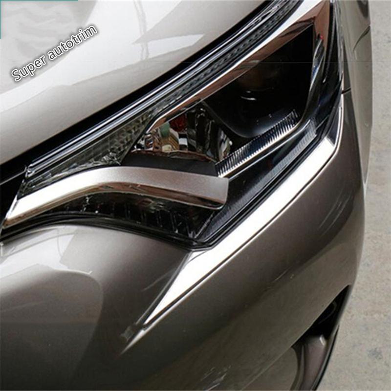Front Bumper Fog Lamp Light Eyebrow Eyelid Strip Cover Trim ABS Chrome Accessories Exterior For Toyota RAV4 RAV 4 2016 2017 2018