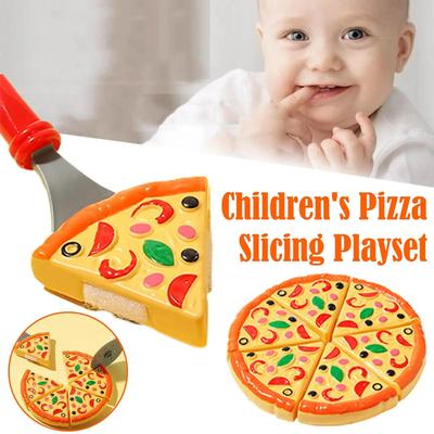 Kids Pizza Cutting Toy - Kitchen Play Accessories, Pretend Cooking Food Fake Pizza Pie Playset for Kids Indoor Play