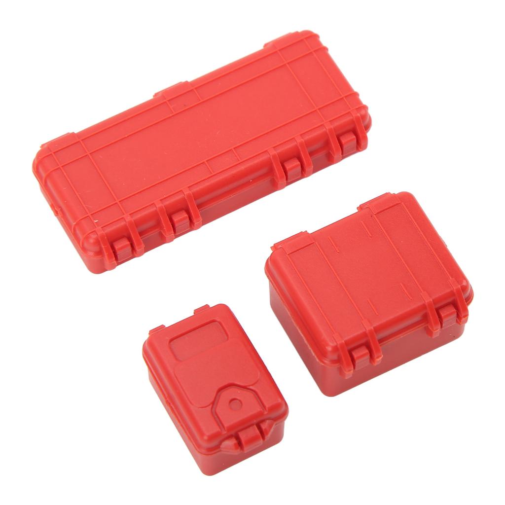 3 Pcs RC Car Simulation Luggage Case Large Medium Small RC Crawler Suitcase Decoration for 1 18 1 24 Red