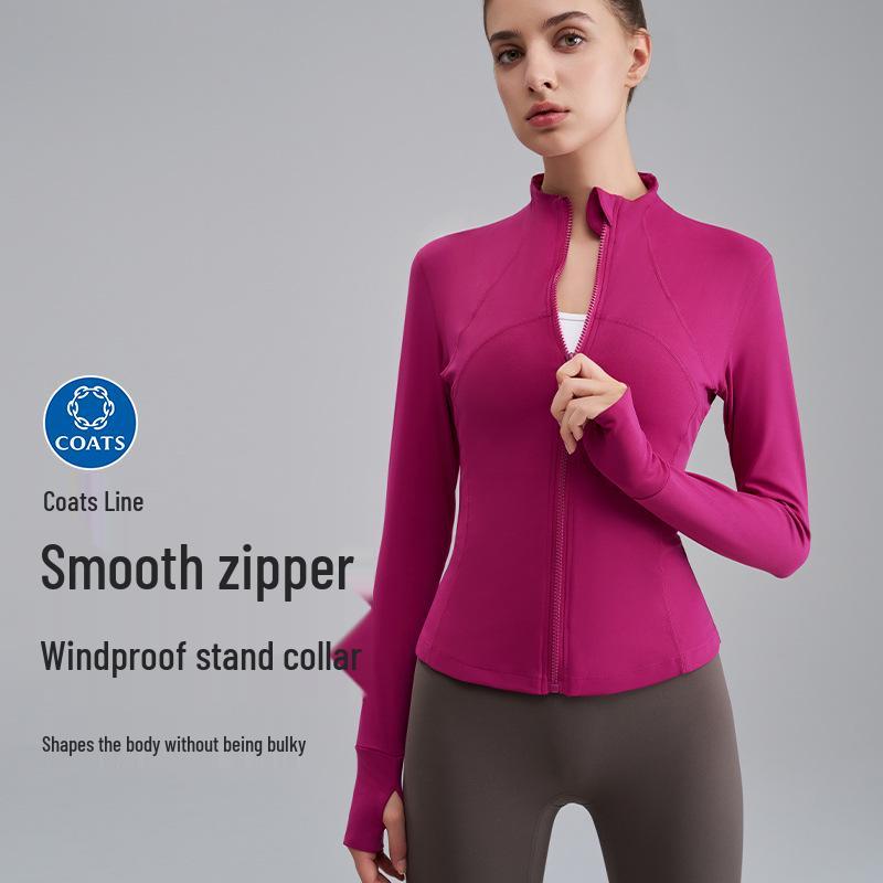 Nude Feel Women's Slim Fit Long Sleeve Yoga Jacket: Stand Collar, High-End Autumn/Winter Fitness Apparel