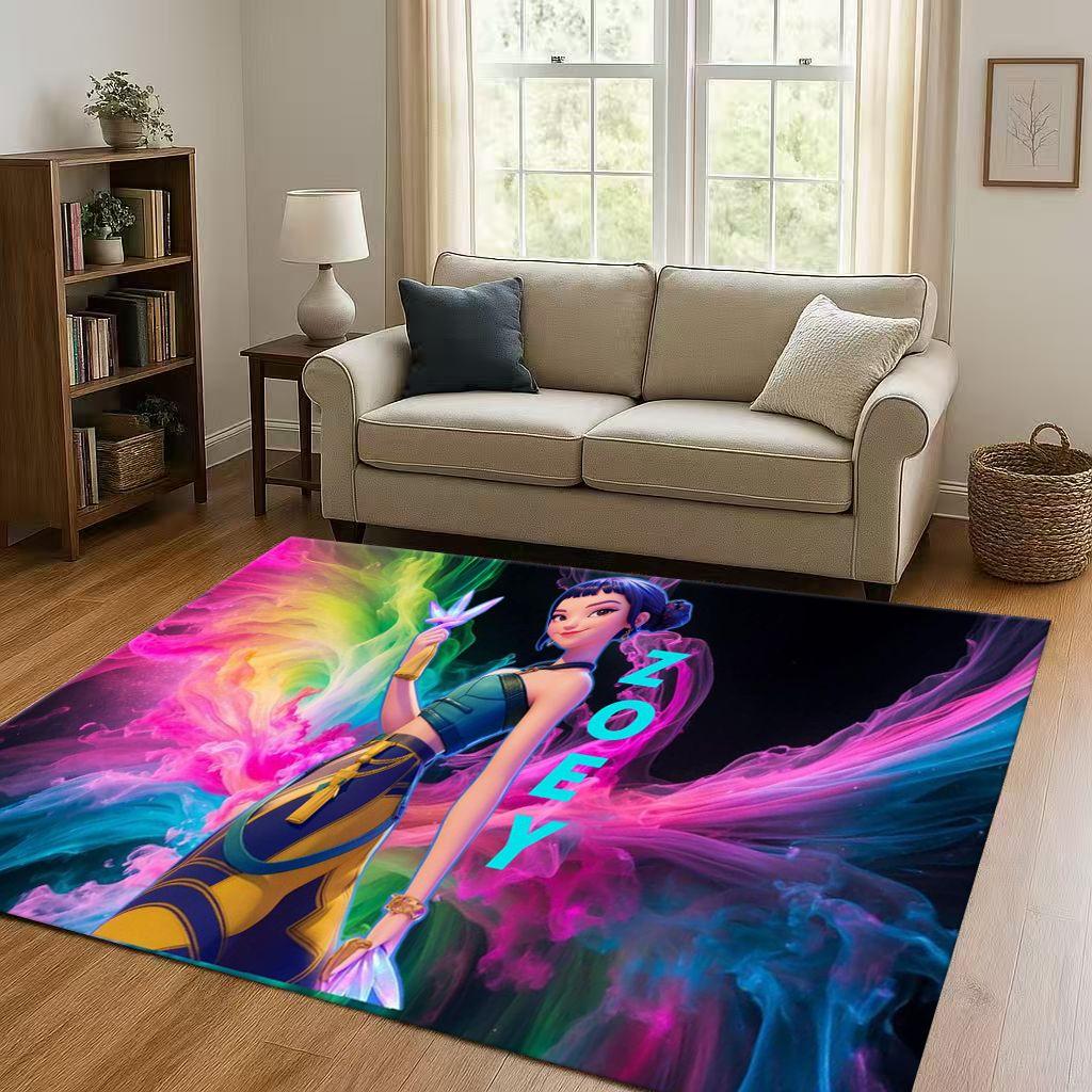 2026 New Cartoon Kpop Demon Hunters Zoey Rumi Mira Living Room Non-Slip Area Rug Carpet for Bedroom Playroom Sofa,Home Doormat