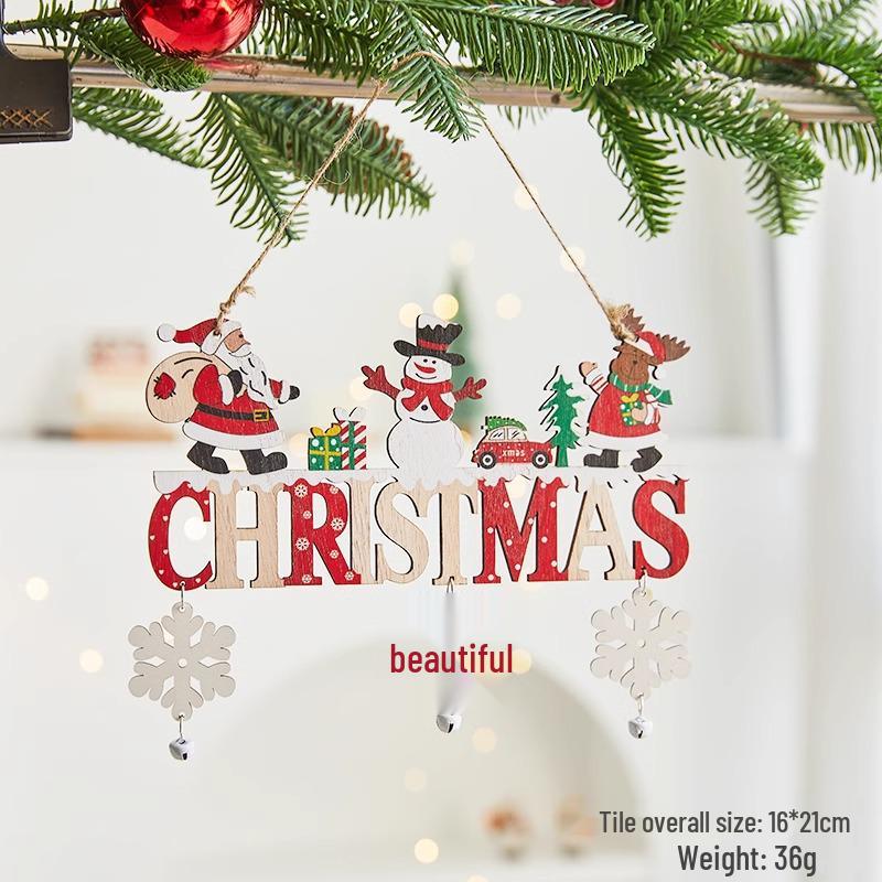 Nordic Wooden Christmas Ornaments: Cartoon Santa Claus & Snowman Pendants