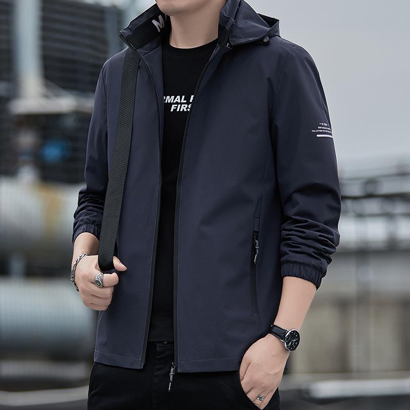 Men's 2025 Spring/Autumn Hooded Jacket: Printed Casual Sport Windbreaker