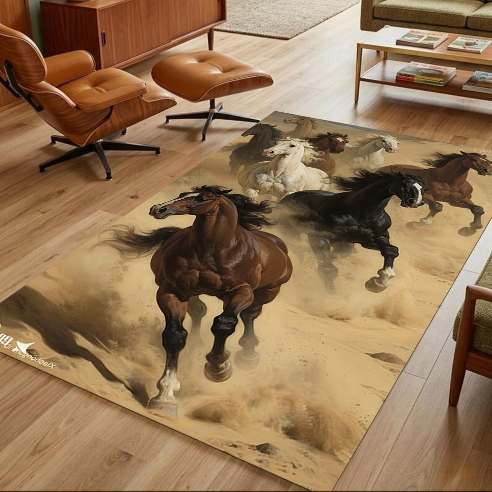 Sunset Horses Running Wild Non-Slip Home Carpet Design for Office Decor Living Room Gift