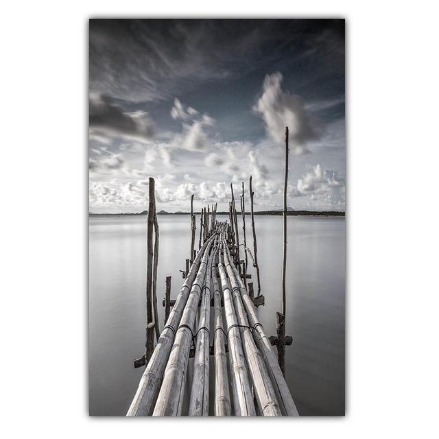 Aesthetic Fashion Port Scenery Canvas Painting Wall Art Lake Boat Poster Office Living Room Corridor Home Decoration Mural No Frame