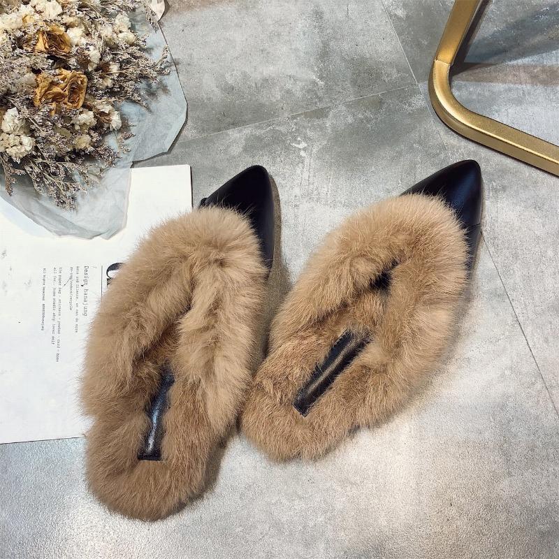 Módní chlupaté boty pro ženy na podzim zimu 2025 poloviční pantofle dámské chlupaté pantofle módní boty s plochou podrážkou Muller boty dámské