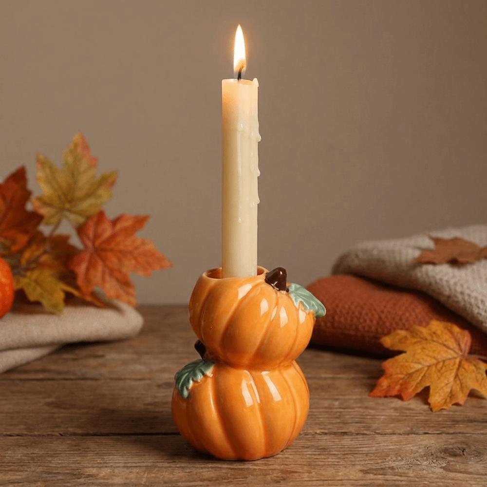 Ceramic Halloween Candle Stick Centerpiece Halloween Decor Pumpkin Candle Stand Tabletop Decor