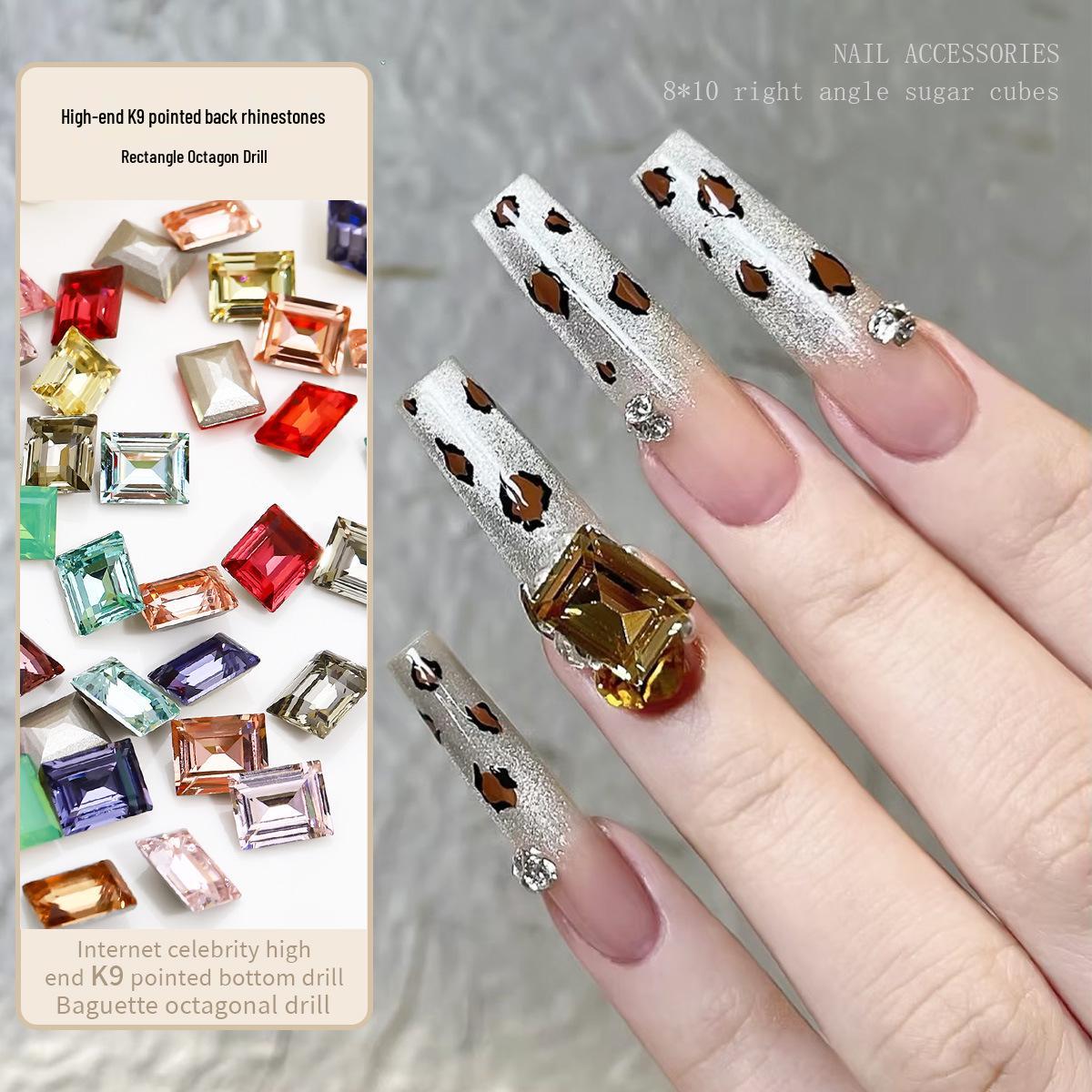 

Silk Color High-Quality K9 Crystal Rectangular Rhinestones: Light Champagne Nail Art Embellishments