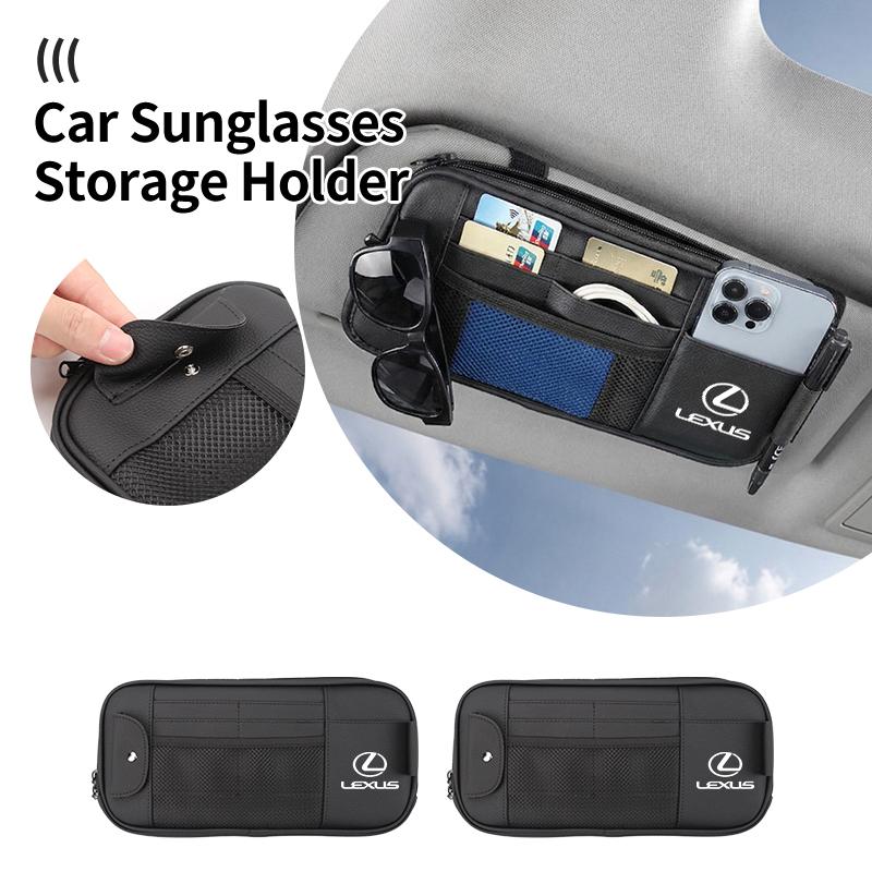 Car Sun Visor Organizer Sunglasses Holder Card Clip Bag Accessories For Lexus UX250h RX450h CT200h RX400h NX300h RX350 RX300 GX4