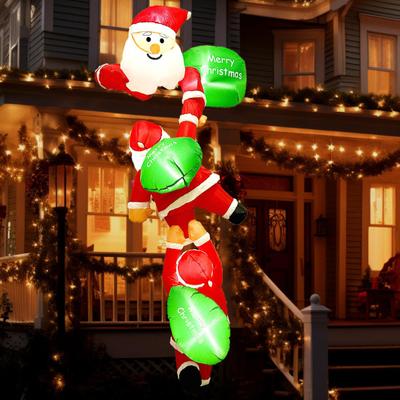 Yousheng Lighted Christmas Inflatable Figurine Large Cute Blow Up Snowman Penguin Gingerbread Man Santa Ornaments with Built-in LED Light for Lawn