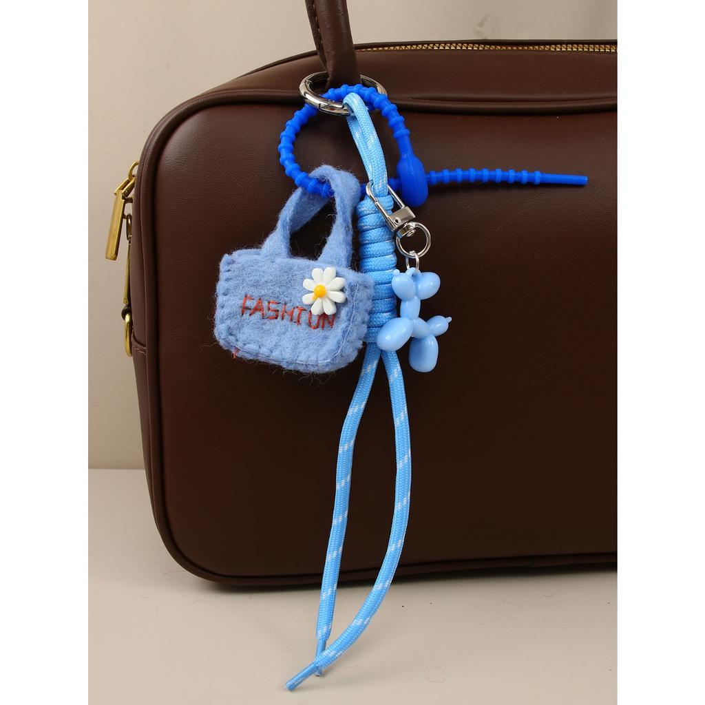 Ins wind wool felt mini bag cute balloon dog braided rope bag pendant versatile keychain car hanging