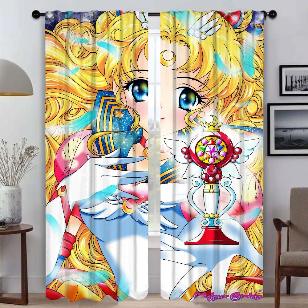 SailorS Moon Curtains Child Room Blackout Curtain for Room 2 Panel Shades Home Interior Curtains Partition Halloween Decoration