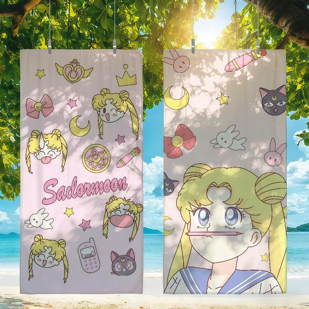 S-SailorES M-MoonS PINK GIRL HEART Towel Quick Drying Beach Towels Are Suitable For Swimming Pools Camping Yoga And The Gym
