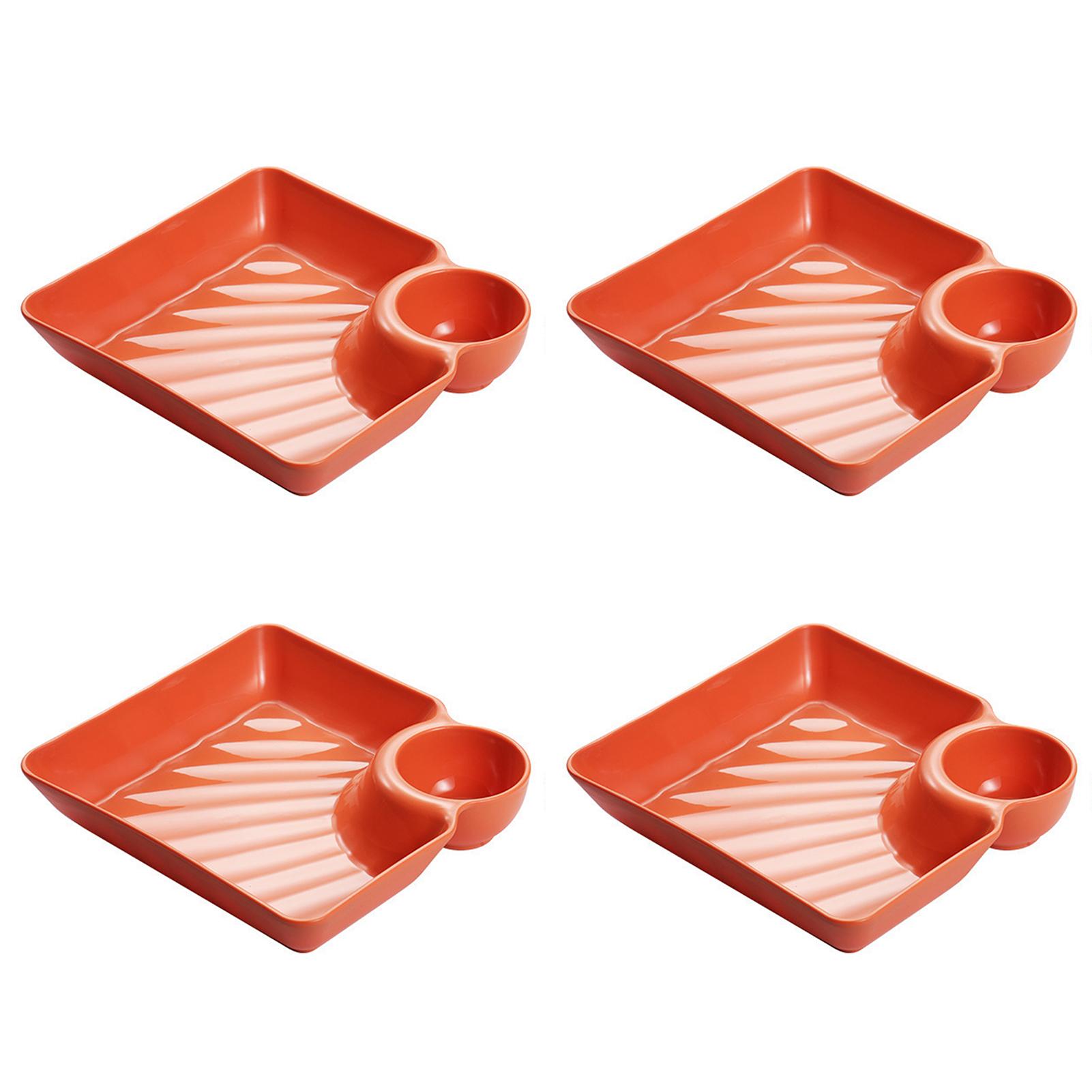 

Dumpling Plates With Sauce Holder Set Of 4 Versatile For Sushi Snacks Outdoor Patios Party Serving оранжевый