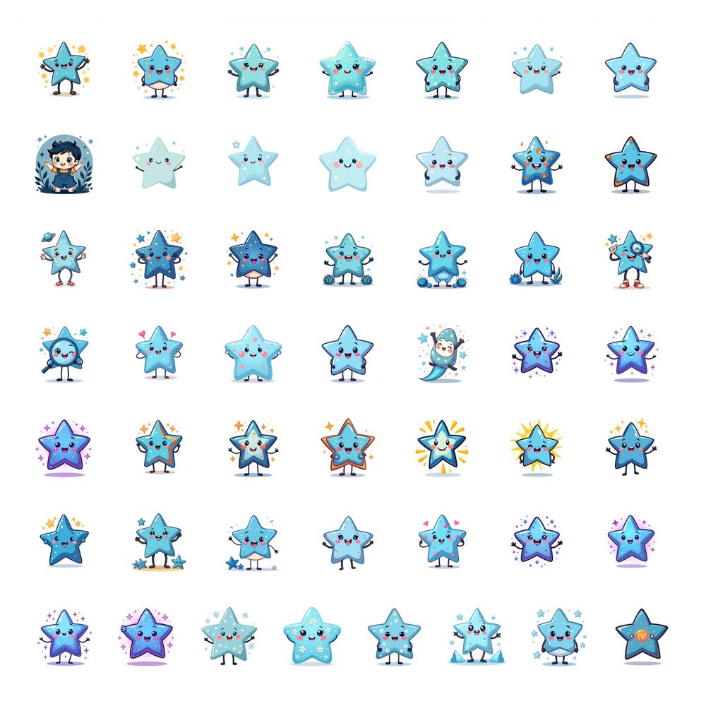 50pcs Decals  multicolored Animal Stickers Decorative Stickers Star Stickers for Luggage Decoration Phone Customization DIY