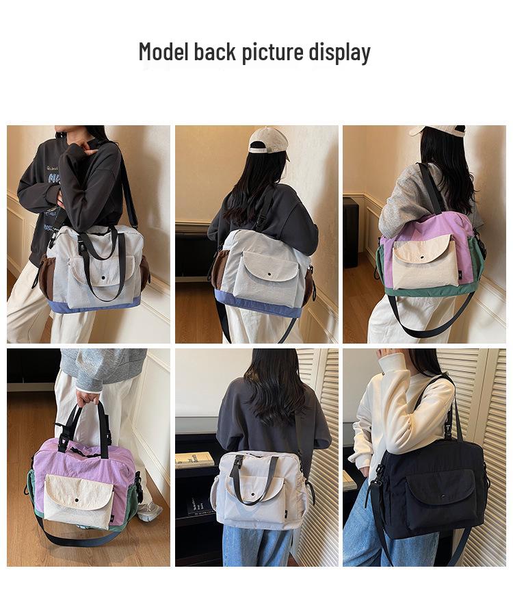 2025 Korean Style Color Block Patchwork Shoulder Bag: High-End, Large Capacity, Versatile, Single Shoulder & Crossbody Option