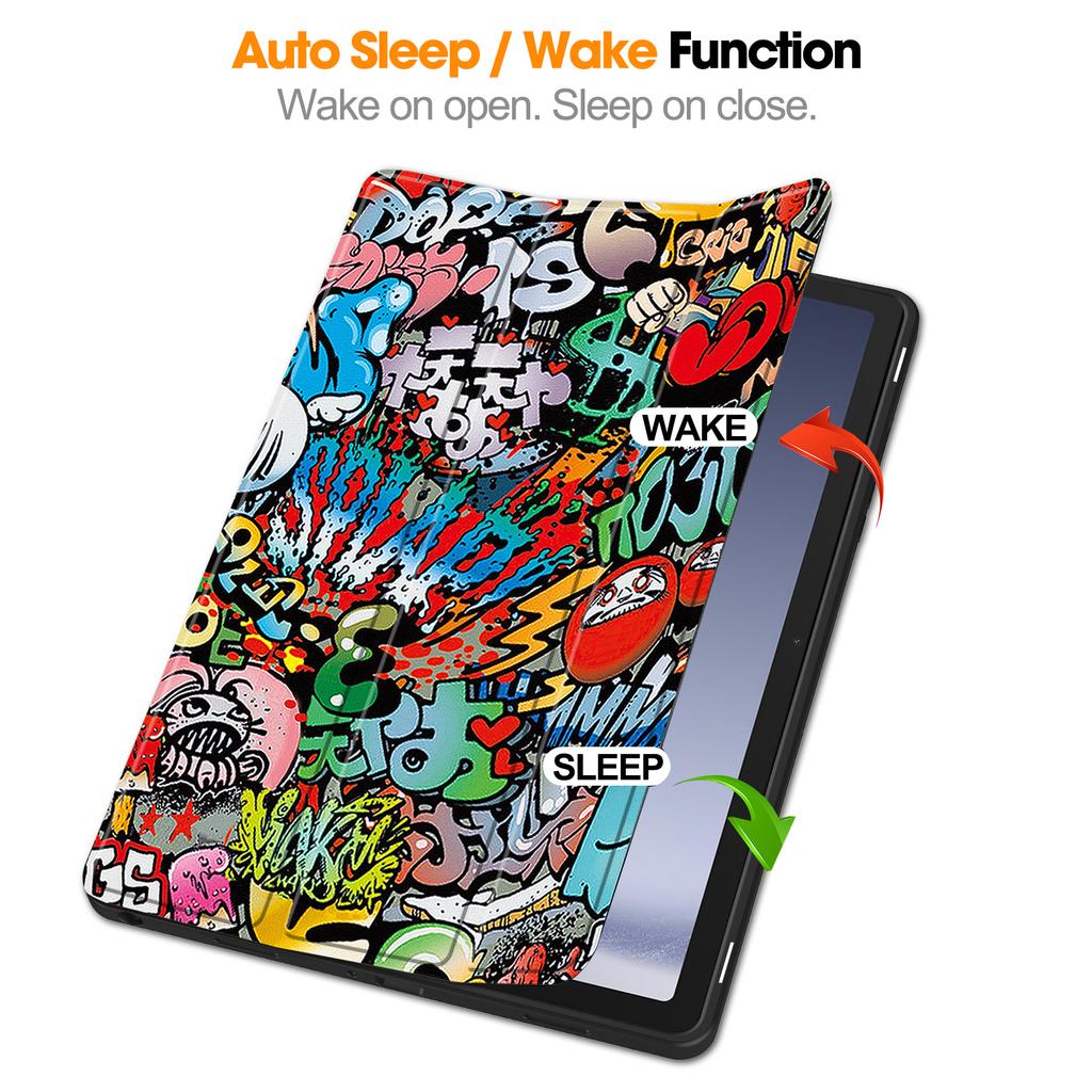 Tri-Fold Painted Case for Samsung Galaxy Tab A9 8.7" Plus 11" SM-X110 X115 X117 X210 X216 X218 Smart Stand Cover with Atuo Sleep