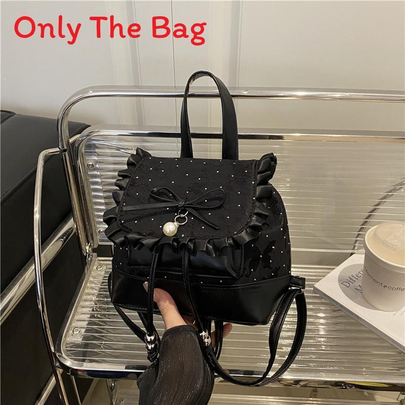 Fashion Girl Pu Small Handbag With Lace Trim For Daily Casual Use