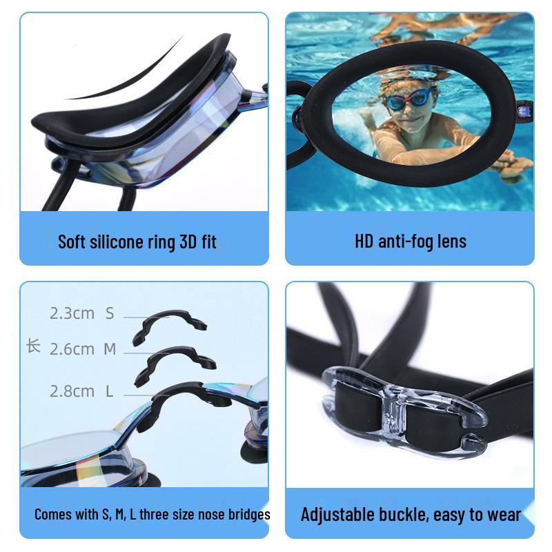 High-Definition Waterproof Anti-Fog Color-Plated Racing Swimming Goggles